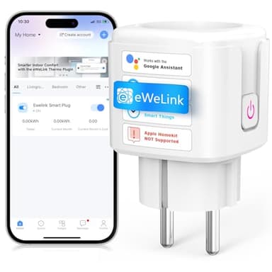 SURFOU Prise Connectée Wifi, Intelligente 16A Smart Plug 2.4GHz Mesure Consommation Electrique, Compatible Avec Alexa, Google Home et Smartthings, 3680w, Commande Vocale Contrôle À Distance