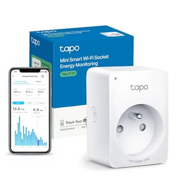Tapo Prise Connectée WiFi, Suivi de consommation, 16A Type E, Compatible avec Alexa, Google Home et SmartThings, Contrôler Le radiateur, Le Chauffage, Économie d'énergie, P110(FR)