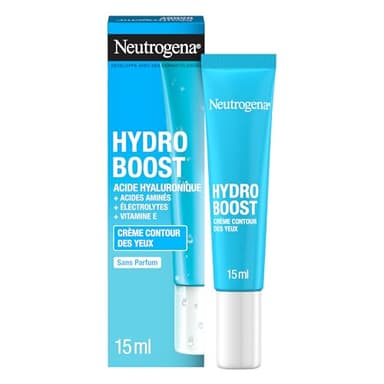Neutrogena - Crème Contour des Yeux Hydro Boost (tube de 15 ml) – Crème hydratante à l'acide hyaluronique – Soin du visage ciblant les signes de fatigue pour des yeux bien réveillés