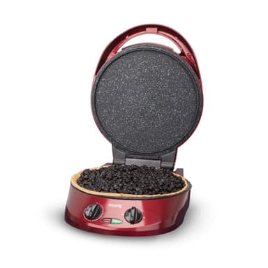 H.Koenig Appareil à Tarte Express TRT180, Multicuiseur, Quiche Tartelette Pizza, Tart Maker sur Table, 2 plaques Plancha Grill Four, Thermostat Réglable 210°C, Ouverture 105-180°, 9 Moules à tarte