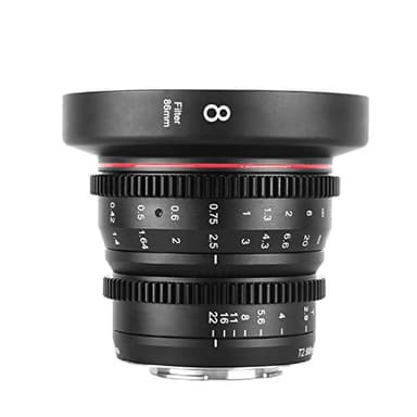 Meike 8 mm T2.9 Mini lentille cinéma Manuelle Fixe Grand Angle pour M43 Micro 4 Thirds MFT Mount Cameras BMPCC 4K Z CAM E1 E2 Noir