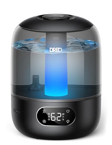 Dreo 3L humidificateur d'air bébé Silencieux 26dB, Ultrasonique Brume Fraîche, Buse 360°, 30H Autonomie, Diffuseur d’Huiles Essentielles, Lumière Ambiance, pour Maison, Plantes, Noir