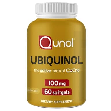 Qunol Ubiquinol CoQ10 Lot de 60 gélules molles 100 mg, Ubiquinol – Forme active de coenzyme Q10, antioxydant pour la santé cardiaque, niveaux de pression artérielle sains, bénéfique pour les
