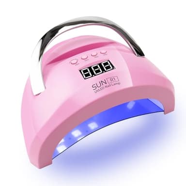 Lampe UV LED Ongles Gel 60W avec 30 Perles de Lumière Double Source Machine Ongle avec Minuterie et Capteur Intelligent pour Vernis Semi Permanent Mains et Pieds Poignée Rose