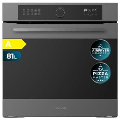 Cecotec Four Encastrable Multifonction 60 cm Bolero Hexa AF316000 Matt A 3400 W, Capacité de 81 L, 11 Fonctions avec Airfryer Master, Pizza Master, Steam Assist, Steam EasyClean, 3D Cooking, Defrost