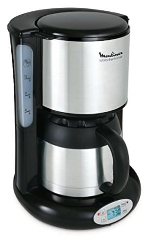 Moulinex FT362811 Cafetière Filtre Subito Programmable Isotherme 8-12 Tasses Verseuse Inox Anti-Goutte Maintien au Chaud 4 Heures Café Noir