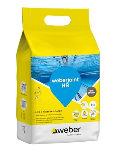 Joint de carrelage adapté piscine, Haute Résistance, Gris Quartz, Weberjoint HR 5KG, WEBER