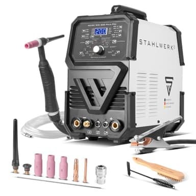 STAHLWERK Poste à souder AC/DC TIG 200 Puls Pro - numérique avec 200A, fonction pulsée & technologie IGBT, TIG & MMA (électrode), pour aluminium & tôle fine, 7 ans de garantie constructeur