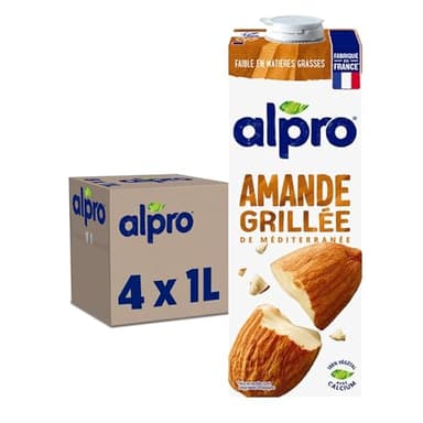 Alpro - Boisson Végétale - Lait d'Amande Grillée - 1L - Lot de 4x1L