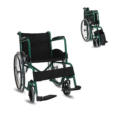 Mobiclinic®, Fauteuil roulant pliable, Auto-propulsé, Chaise roulante, Alcazaba, Assise 46 cm, Système de franchissement des bordures, Repose-pieds rabattables, Anti-crevaison, Frein sur les roues