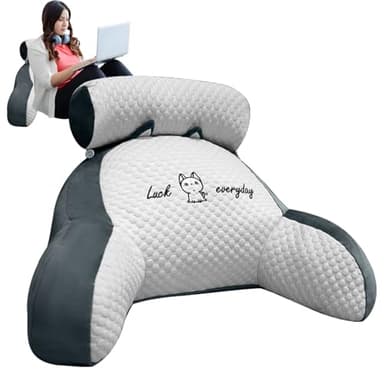 Suewidfay Coussin de Lecture, 70 x 50 cm XL Gros Coussin Dorsal Dossier Canapé Flex Confort, Oreiller de Lecture Lit Adulte avec Soutien du Cou/Bras pour Support Lombaire au Lit (Gris Clair, X-Large)