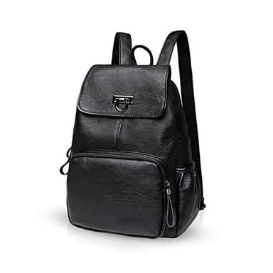 NICOLE & DORIS Sac à Dos en Cuir pour Femme Sac a Dos College Fille Cartable Sac à Dos décontracté pour Femme en Cuir Noir