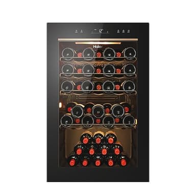 Haier - Cave à Vin 49 Bouteilles - 1 Porte - Classe Énergétique F - Froid Statique - Noire - 82 x 49,7 x 58,5 cm - Modèle HWS49GAE