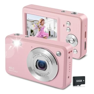 Appareil Photo Numérique Compact, 48MP HD 1080P Appareil Photo Enfant pour Étudiant, Adulte, Débutant Cadeau, avec Carte 32GB Digital Camera