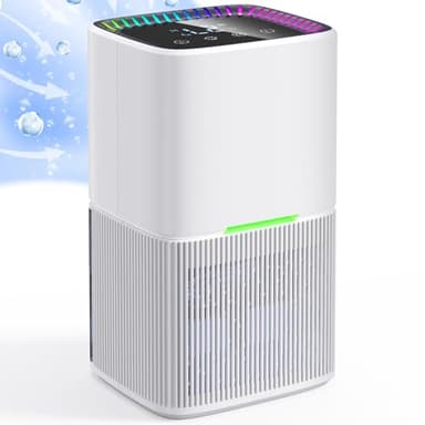 TUKIMA Deshumidificateur d air Anti Moisissure 1.8L, Déshumidificateurs d air Electrique Silencieux avec Dégivrage Automatique, Arrêt Automatique, LED Colorée, Timer, Pour Bain, Chambre, Armoire