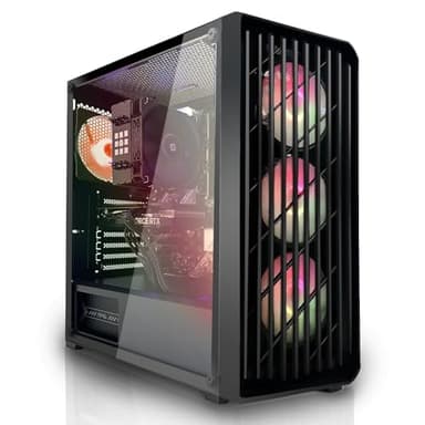 SYSTEMTREFF PC Gamer Basique AMD Ryzen 7 5700G 8x4.6GHz | AMD Radeon RX Vega 8 | 1To M.2 NVMe + 1To HDD | 32Go DDR4 RAM | Windows 11 | Ordinateur de Bureau WLAN pour Les Joueurs, Les Gamers