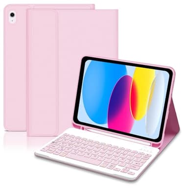Lielax Coque Clavier pour iPad 10/11Ème Génération (10.9 Pouces 2022/11 Pouces A16 2025), AZERTY Layout Clavier Magnétique Ultra-Mince Détachable Bluetooth avec Porte Crayon pour iPad 11/10 Gén, Rose