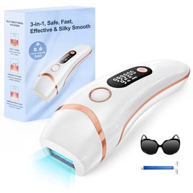 Haarlosy Épilateur Lumière Pulsée, Épilateur Laser Definitive 999,999 Flashs avec 3 en 1 [HR/SC/RA], 2 Modes 9 Niveaux Énergie IPL Épilation Laser pour Aisselles/Maillot/Crops, Salon à la Maison