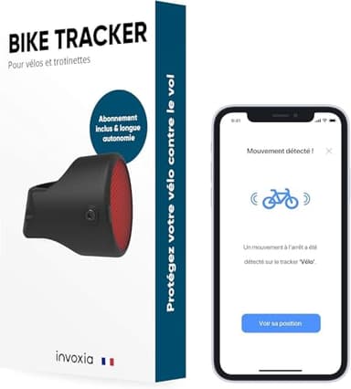 Invoxia Bike Tracker - Traceur GPS Antivol Vélo - Réflecteur avec Alertes en Temps Réel - Abonnement 3 Ans Inclus - Jusqu’à 3 Mois d’Autonomie - Discret et Léger - Étanche