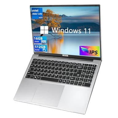 FUNYET Laptop, Ordinateur Portable 16 Pouces, RAM 16GB + SSD 512GB, processeur N95, résolution FHD 1920x1200, Clavier rétro-éclairé, Batterie 6000mAh, déverrouillage par Empreinte Digitale.