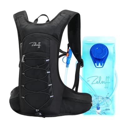 ZELNFF® Sac à Dos d'hydratation avec vessie d'hydratation 2L| Sac à Dos d'hydratation Course à Pied | Sac à Dos de Course | Sac à Dos d'hydratation vélo | Course à Pied, vélo & Jogging (Noir)