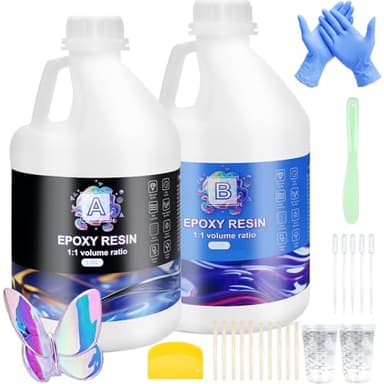Ghguole Resine Epóxy,4.5 L Kit Resin Epóxy Transparente et Durcisseur 1: 1 Ratio Revêtement pour Bois,DIY,Créations Artistiques,Table,Décoration