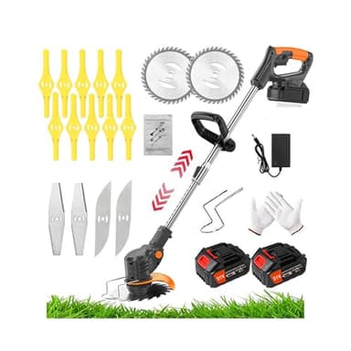 Coupe Bordure sans Fil avec Batterie, 21V Taille Haie Telescopique Débroussailleuses avec Batterie et Lame de Rechange Tête Réglable et Poignée Télescopique pour Pelouse Jardin Terrain Agricole