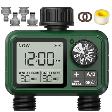 XinFuture programmateur arrosage 2 Voies, Grand écran LCD, arrosage Automatique pour Jardin,D'irrigation Programmable, Utilisation Simple, Retard de Pluie，Fonction arrosage Manuel