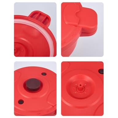 NiuLumea Cocotte minute micro-ondes avec fonction vapeur, cuisson rapide, riz, pâtes, légumes, ustensile de cuisine compact en silicone PP, rouge, 27,5 x 14 cm
