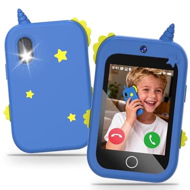 4G Téléphone Portable pour Enfants, Smartphone Enfant avec GPS Appel Vidéo Chat Familial SOS Double Caméra Podomètre Alarme Mode école, Téléphone Mobile Intelligent Cadeau d'anniversaire de Noël(Bleu)