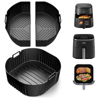 3 Pièces Moule Silicone Air Fryer, Plat Air Fryer Accessoires 2 x 3.1L + 1 x 6.2L pour Philips 2000 Série NA230 XL 6,2L, Cecotec Cosori Turbo Blaze 5,5L 6L 6,2L, 22cm Réutilisable Airfryer Accessoires
