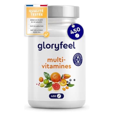 Multivitamines et Minéraux, 450 Comprimés (+1 An), Avec Zinc, Sélénium, Calcium, Biotine, Vitamines A, B1, B2, B3, B6, D3 et de la Vitamine C, Immunité, Fatigue, Muscles, Os et Peau