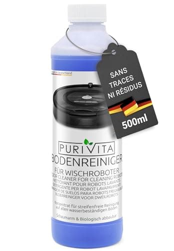 PURIVITA - Produit Nettoyant Sol pour robots laveur de sol - Concentré de détergent pour tous les robots lavants, y compris le Produit Aspirateur Laveur - Floor Cleaner d’500 ml