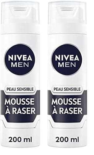 NIVEA MEN Peau Sensible Mousse à Raser (200 ml), crème de rasage enrichie en camomille et en hamamélis, soin rasage 0% alcool pour homme (Lot de 2)