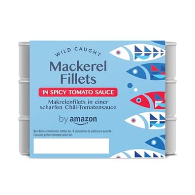 by Amazon Filets De Maquereau Espagnol À la Sauce Tomate Épicée, 3x125g