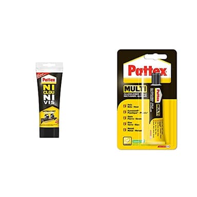 Pattex Ni Clou Ni Vis Extra Fort & Rapide, Colle de Fixation Surpuissante à Prise Instantanée, Blanche, Tube 260 g & 1472001 Multi Tube 20 g