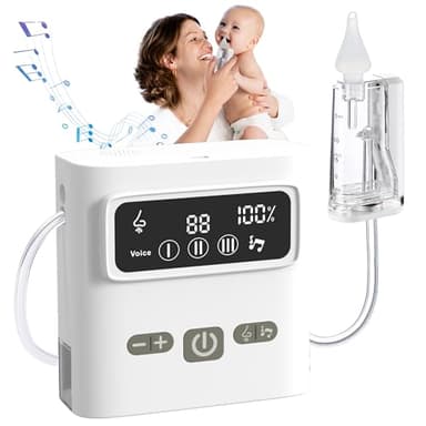 Hommie Mouche bébé Electrique, Aspirateur Nasal pour Bébé Enfent Rechargeable Avec 9 Niveax d'Aspiration | Lampe LED | Bruit Blanc Fonction | Embout en Silicone,Rangement Pratique,Amovible Lavable