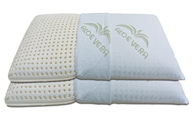 Baldiflex Lot de 2 Oreillers Latex, Housse en Aloe Vera, déhoussable Zip, Coussins modéle Orthopédique 70x40x13 cm