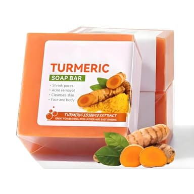 Savon naturel au curcuma, savon artisanal pur au curcuma pour le visage et le corps, correcteur anti-acné, anti-points noirs et anti-taches brunes, hydratant et doux, efface les ridules