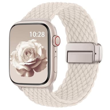 Bracelets Tressé Compatible avec Bracelet Apple Watch 38mm 40mm 41mm 42mm 44mm 45mm 46mm 49mm Femme Homme,Fermoir Magnétique Elastique Nylon pour iWatch Series 11 10 9 8 7 6 5 4 3 2 1 SE Ultra 3/2/1