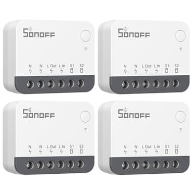 SONOFF ZBMINIR2 Interrupteur Connecté Zigbee, (4 Pack) 2 Way ZigBee 3.0 Mini Smart Switch, 10A/2200W, Fil Neutre Requis, Compatible avec Alexa, Google Home, Séparation des Relais, Requis ZigBee Hub