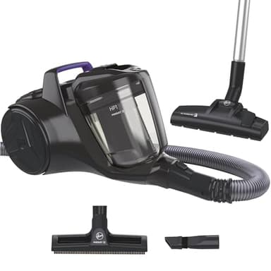 Hoover Compact sans Sac HP1 Home Aspirateur Traineau Puissant HPZ107HM, Technologie Cyclonique avec 2 Brosses Sols Durs-Tapis & Spéciale Parquet, Filtre Lavable, Vidage Facile