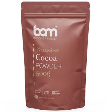 BAM Cacao en Poudre – Non Sucré 100% Pur, Sans Gluten, Parfait pour Desserts, Biscuits et Décorations (Poudre de cacao, 500 g, 500.0, gramme)
