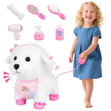 Vicloon Chien Jouet pour Enfants, Jouets électroniques interactifs en Peluche pour Chien Qui se Promène et Aboie, Chien Robot Set avec Mallette de Transport, Cadeaux pour Filles Garçons de 3 4 5 6 Ans