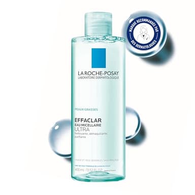 La Roche-Posay - Eau Micellaire Ultra - Nettoie, Démaquille et Purifie - Enrichi en Eau Thermale et Glycérine - Visage et Yeux Sensibles - Peaux Grasses et Sensibles - Sans Rinçage - Sans Alcool