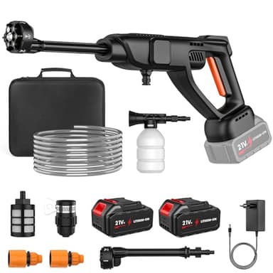 Nettoyeur Haute Pression sans Fil, Nettoyeur Haute Pression Portable 70 Bar avec 1 x 3,0Ah Batterie, Buse Réglable 6 en 1, pour Nettoyer Les Voitures, Sols (2)