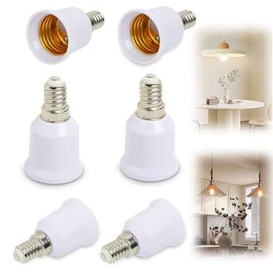 Lot de 6 Adaptateurs de Douille E14 vers E27, Convertisseur Pratique pour Ampoules LED Incandescentes Halogènes, Adaptateur de Culot Douille E14 vers E27, Facile à Utiliser