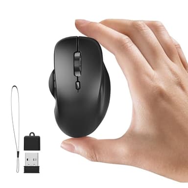 Uiosmuph Mini Souris sans Fil Bluetooth, Mouse Bluetooth Tri- Modes (BT5.1/5.0+2.4G), Silencieux Rechargeable Souris, 1600 DPI Souris de Voyage Portable avec Adaptateur USB-C, Noir