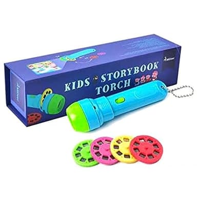 Binnan Jouet Projecteur, 4 Films de Contes de Fées 32 Glissières, éducatif pour Enfants Toy Torch & Projecteur