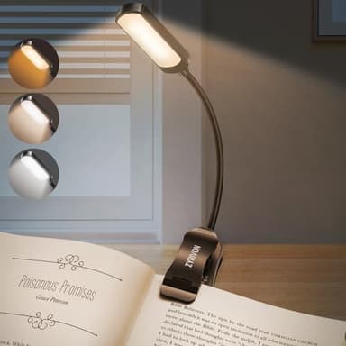 ZYRIVON Lampe de Lecture,16 LED Liseuse Clip Rechargeable USB-C,Doux pour Yeux,Luminosité Réglable & 3 Modes,360° Cou Flexible, Longue Durée, Mini Veilleuse pour Lire au Lit,Enfant,Kindle,Voyage